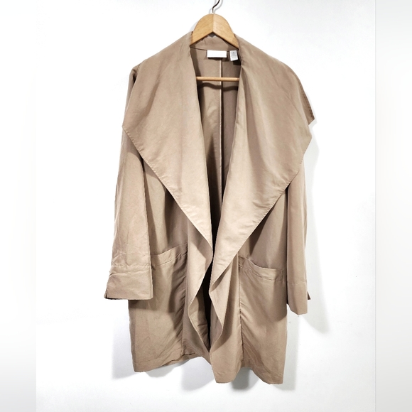 Chico's Jackets & Blazers - Chico's Tan Modal Open Front Draped Blazer Duster Jacket Size XL
